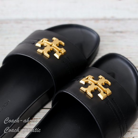 NIB Tory Burch Everly Anatomic Cloud Leather Slide Sandal in Black Size 7 - Picture 4 of 9